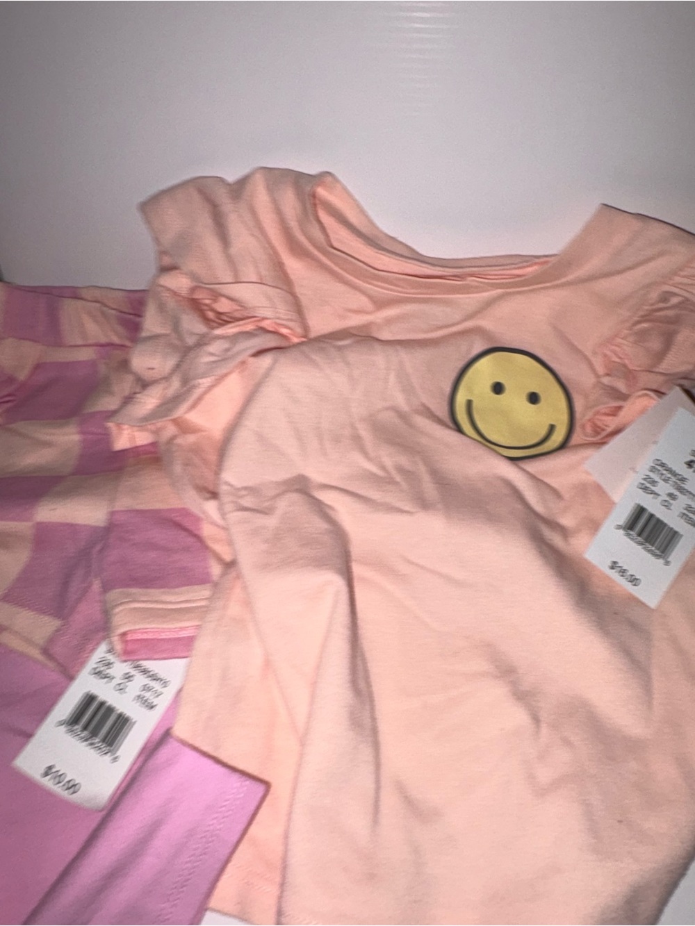 Girls' Peach Smiley Face Pajama Top - Kids Pajamas extra pair shorts